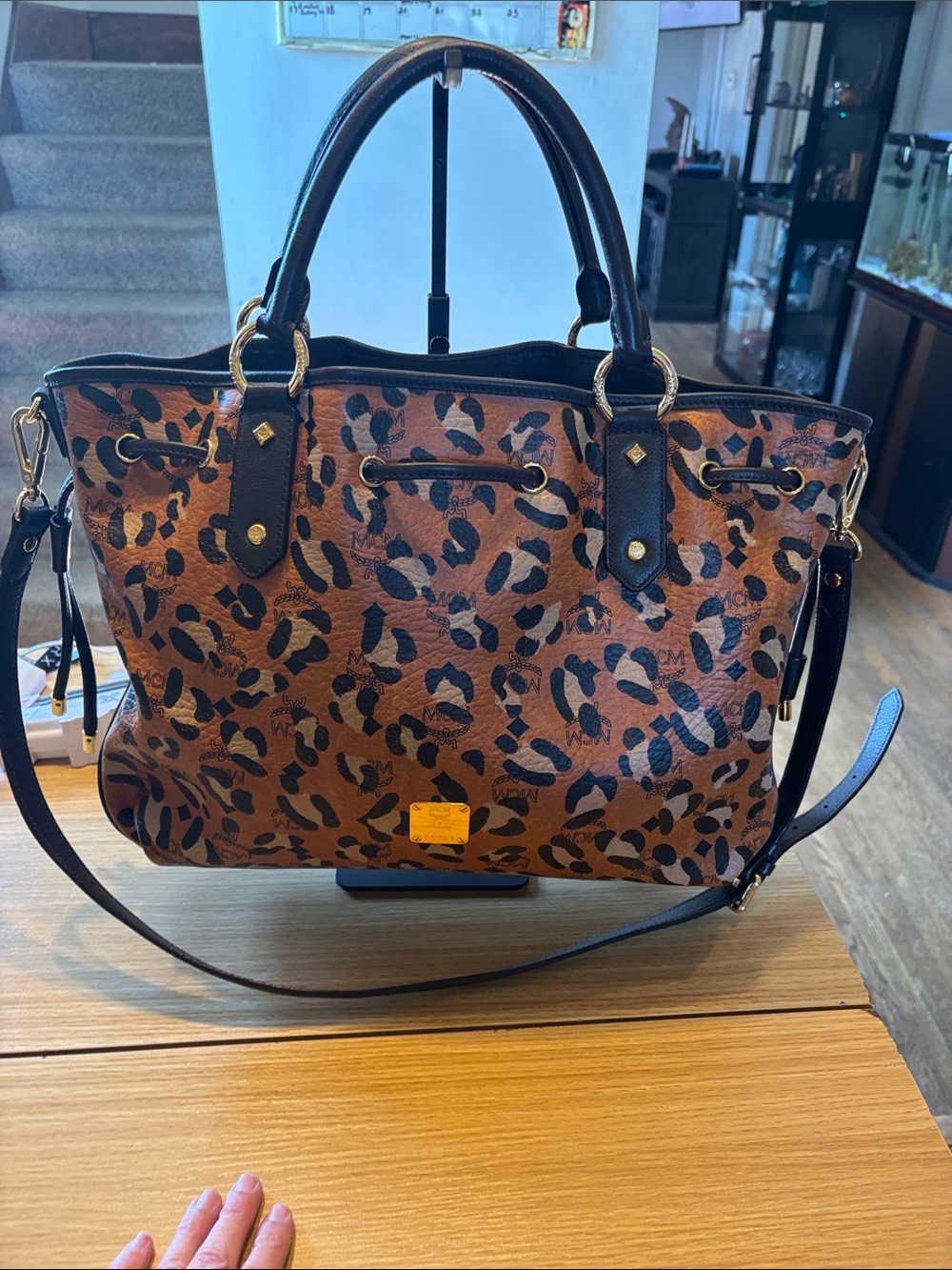 MCM limited Leopard Print Tote Bag in Brown and Black like new condition